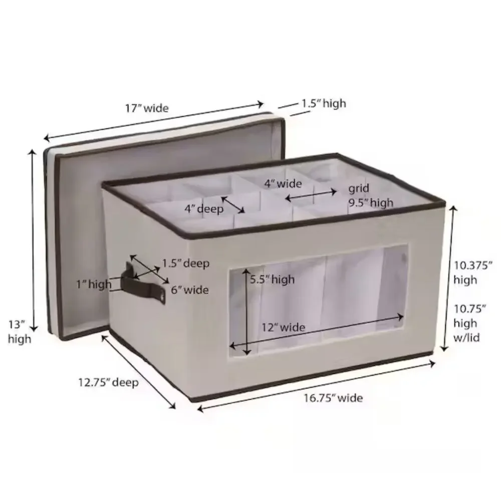 Household Essentials Wine Glass Storage Box, Strong Frame and Natural